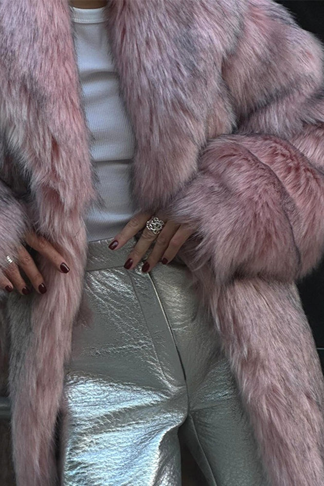 Kunstpelz Plüsch Warmer Mantel mit Offener Vorderseite