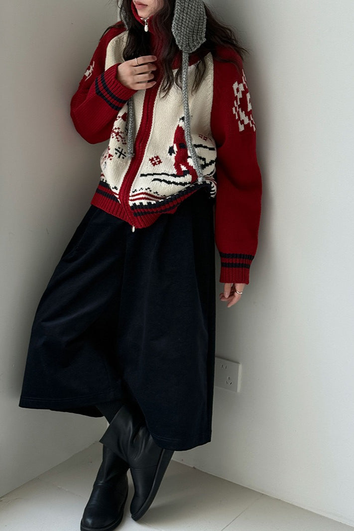 Retro Double Zip Cardigan