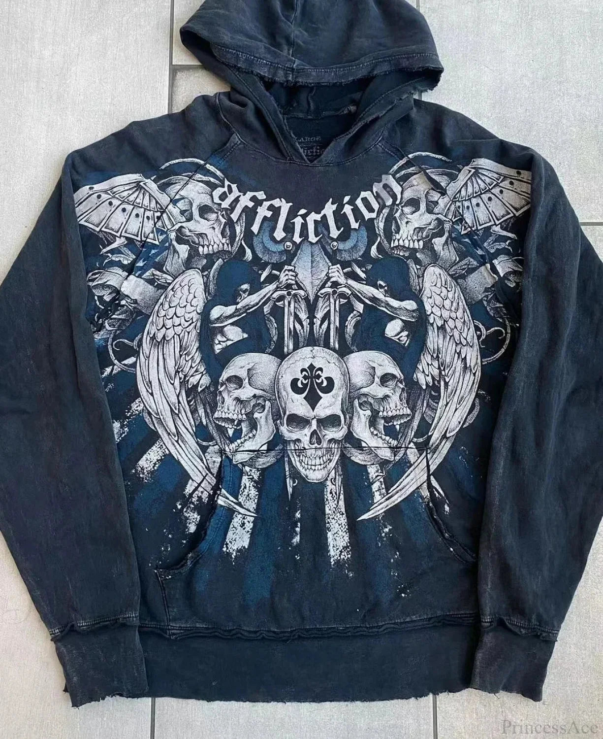 Dark Skull Print Baggy Hoodie