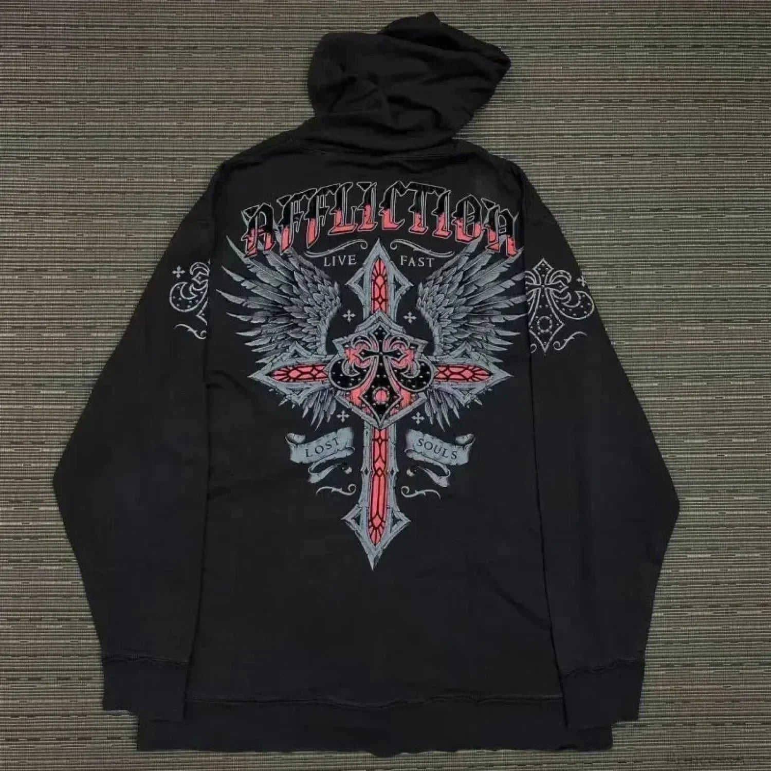 Dark Skull Print Zip Hoodie