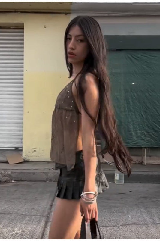 Regata de Tela Bordada com Strass