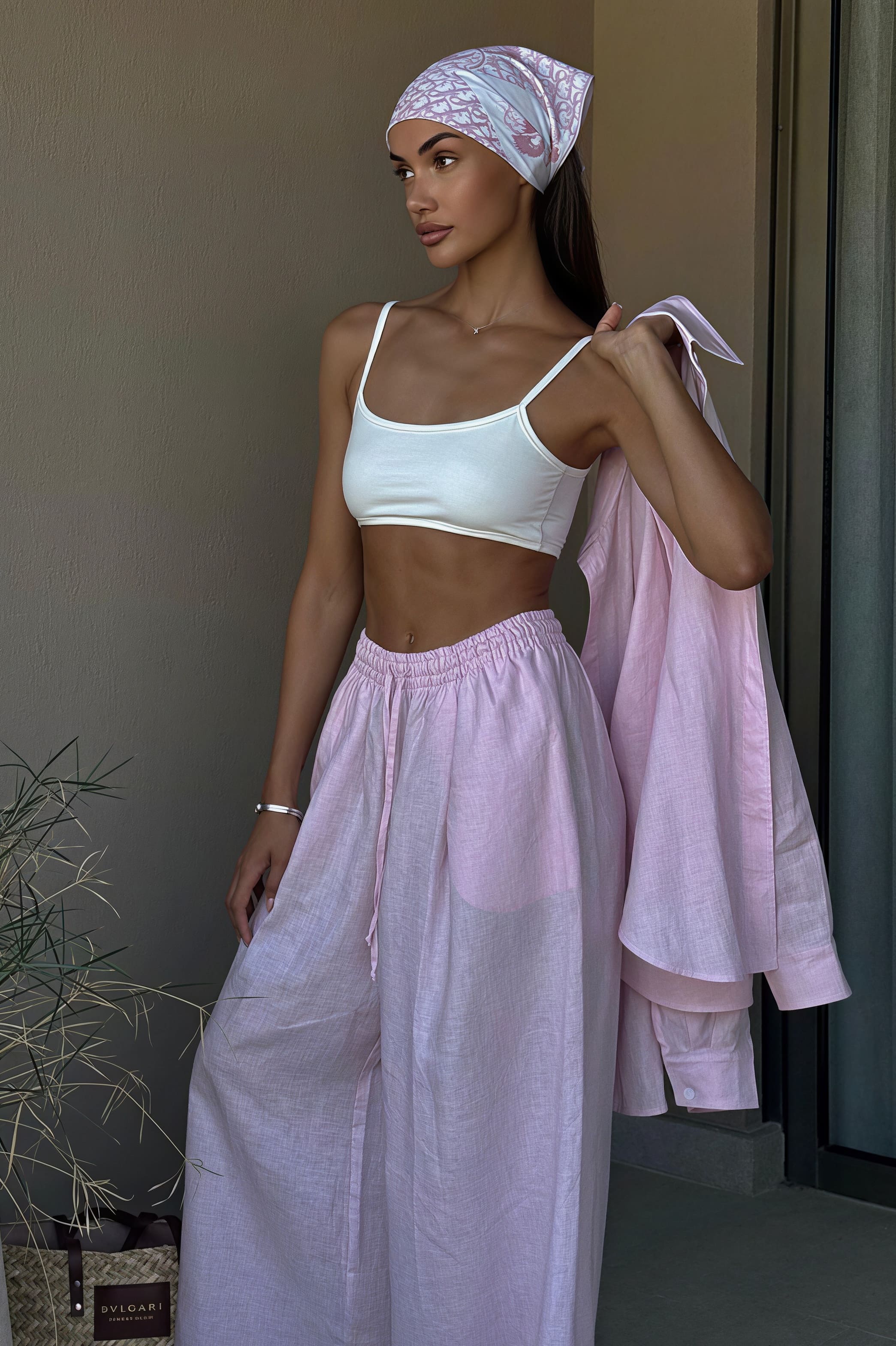 Bavlněný volný dvoudílný komplet s dlouhým rukávem a kalhotami