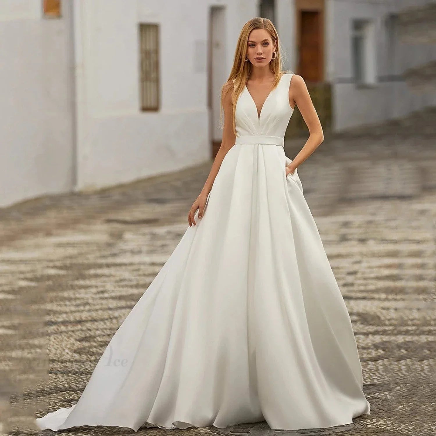 Double Shoulder Backless Tail Wedding Dress