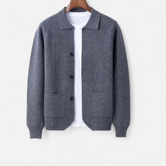 Viventi | Polo Cardigan en Laine pour Homme – Élégance Décontractée, Confort Quotidien