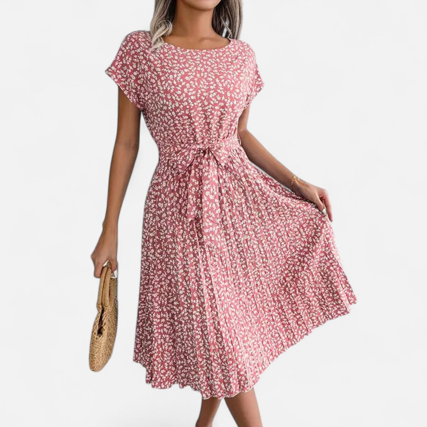 Viventi | Robe Chic à Manches Courtes et Taille Haute pour Femme – Silhouette Élancée, Élégance Contemporaine