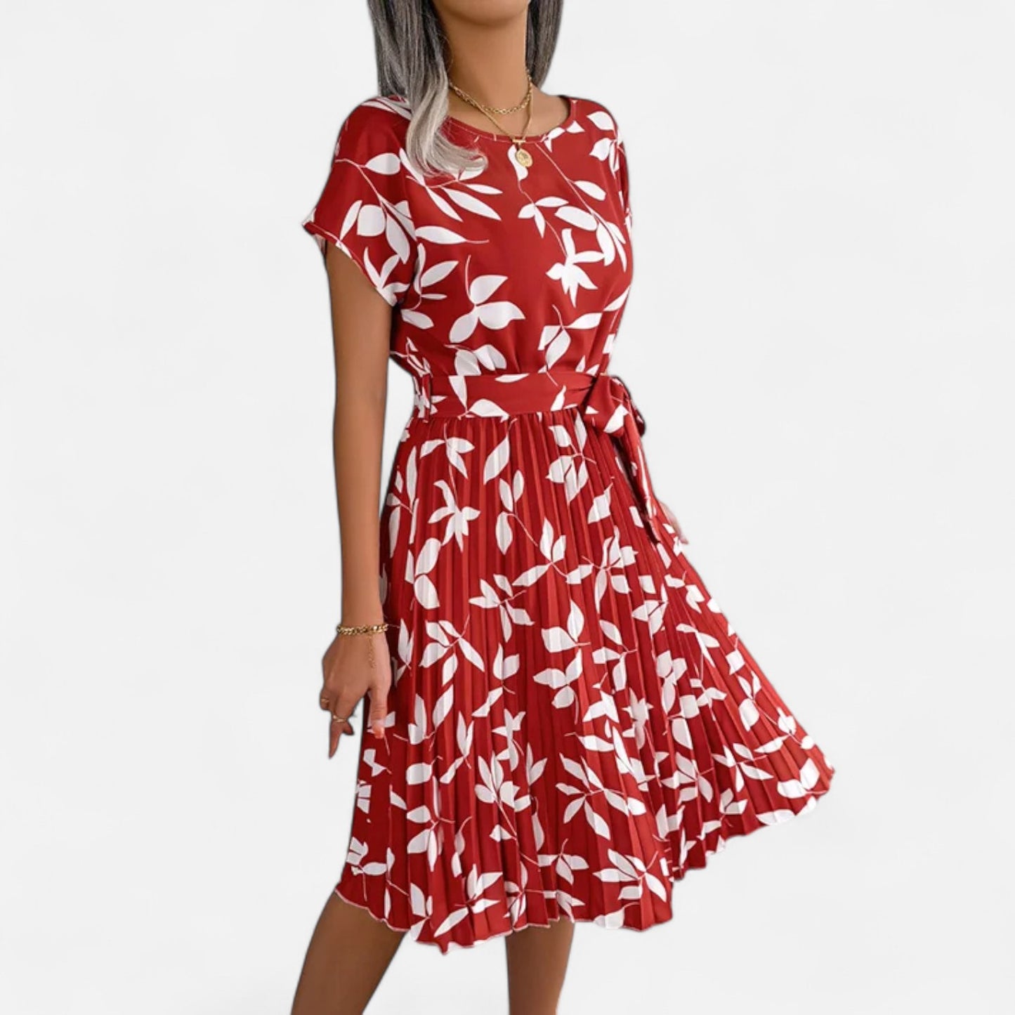 Viventi | Robe Chic à Manches Courtes et Taille Haute pour Femme – Silhouette Élancée, Élégance Contemporaine