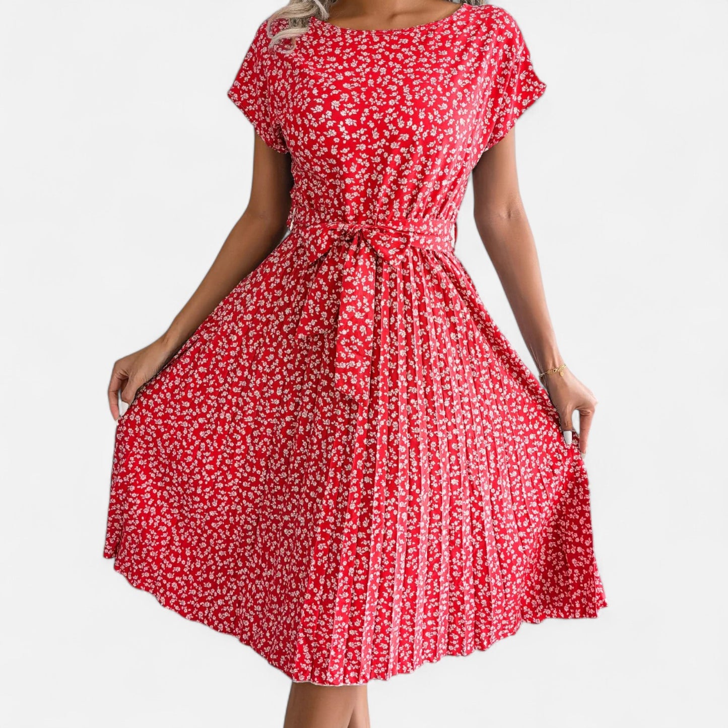 Viventi | Robe Chic à Manches Courtes et Taille Haute pour Femme – Silhouette Élancée, Élégance Contemporaine