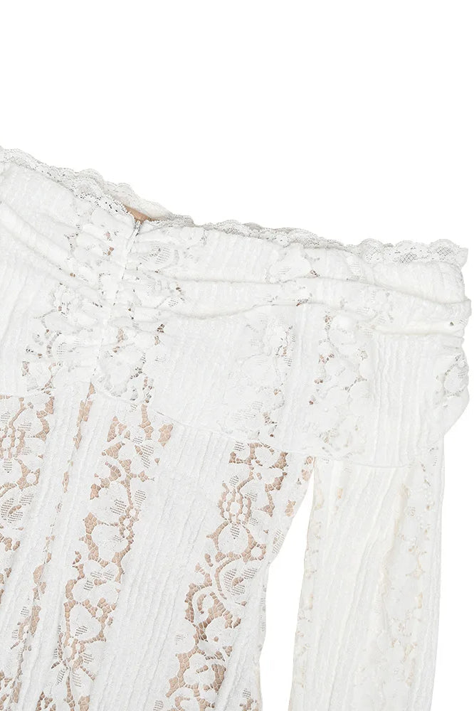 Schulterfreies Spitzen-Körperbetontes Boho-Kleid