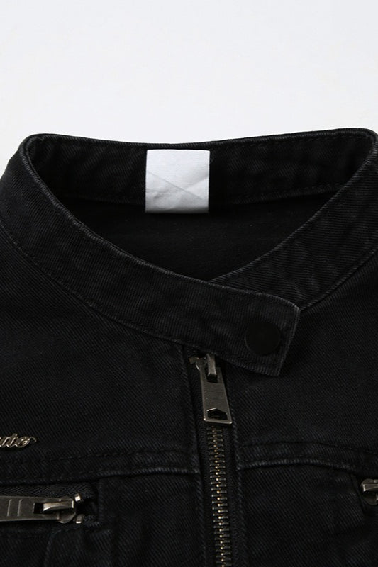 Veste en jean noire délavée