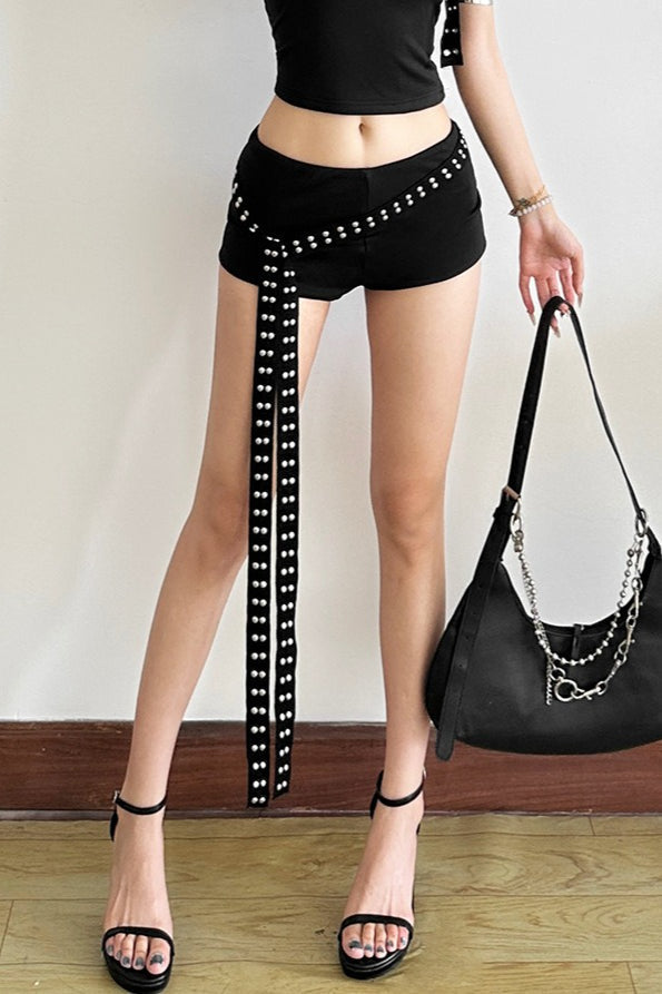 Ensemble deux pièces short ajusté à épaule asymétrique élégant