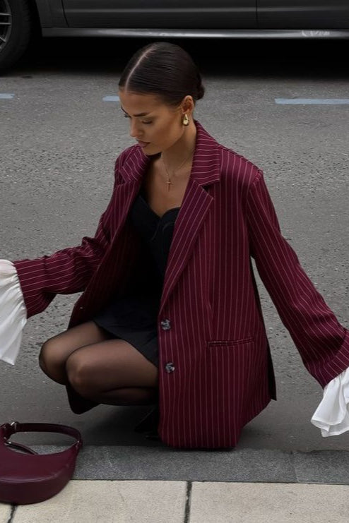 Blazer de retazos a rayas vintage