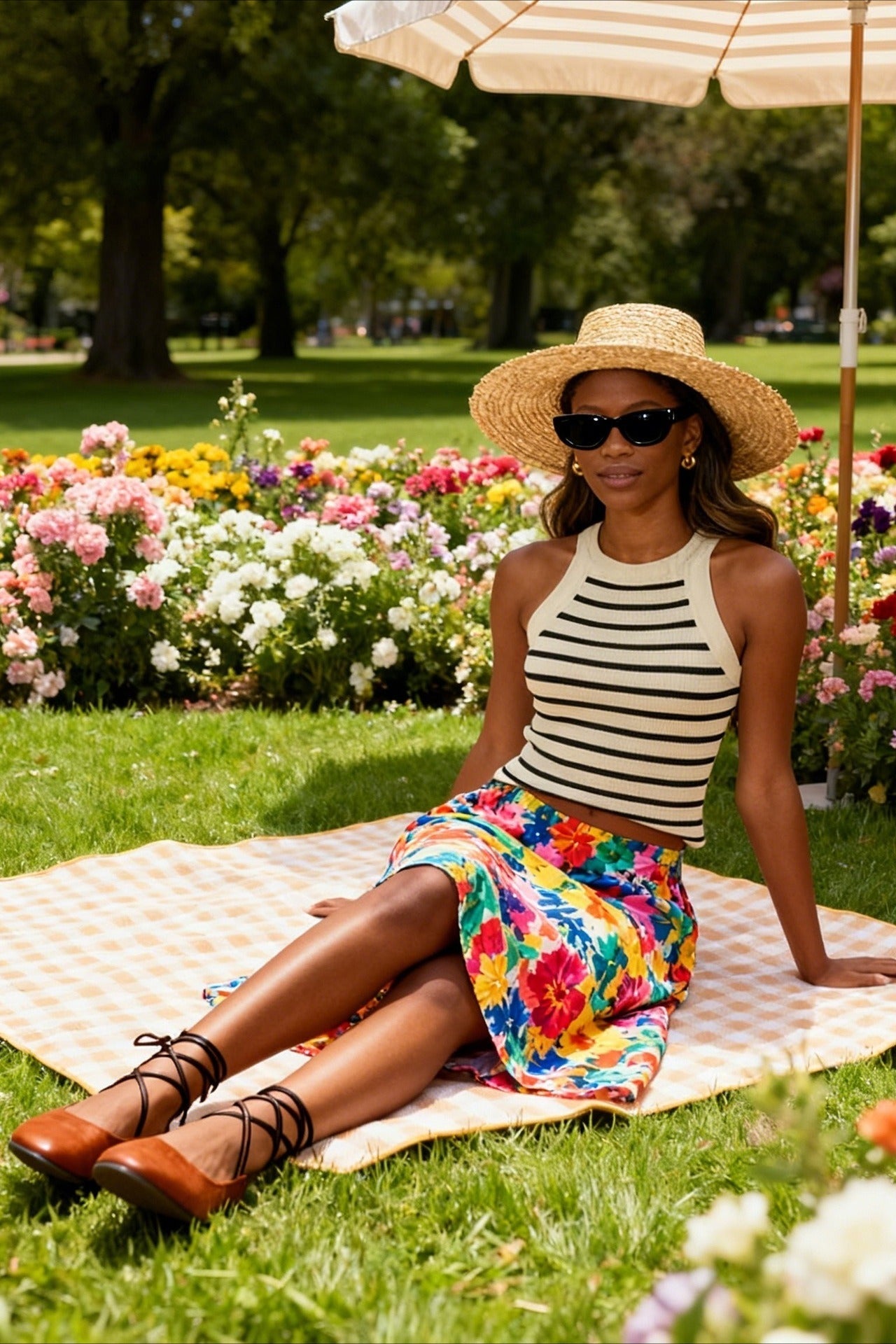 Maglia senza maniche a righe