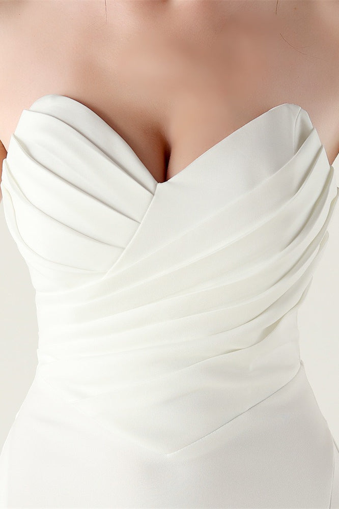 Vestido de fiesta plisado con escote corazón sin tirantes