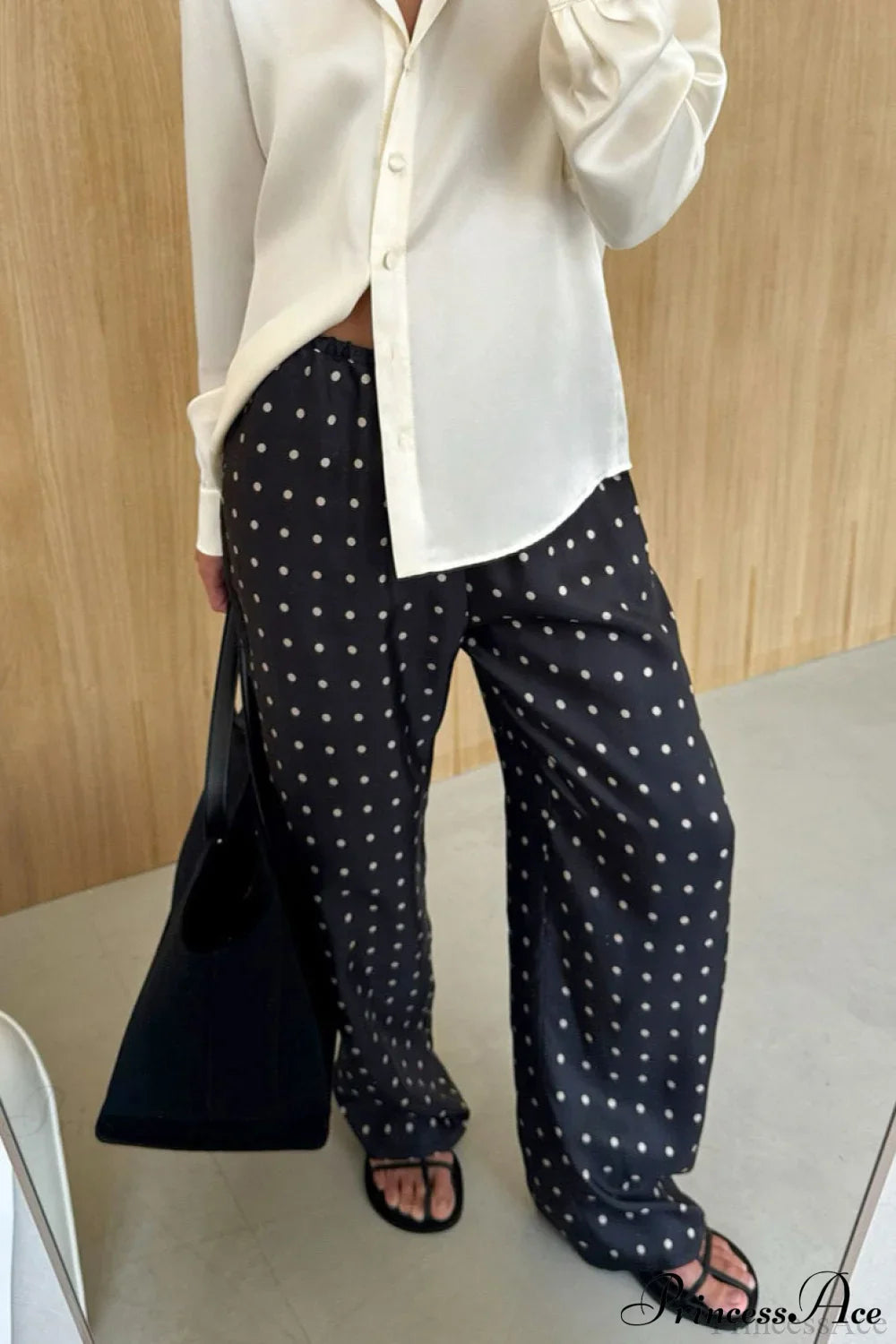 Elegant Polka Dot Straight Leg Pants
