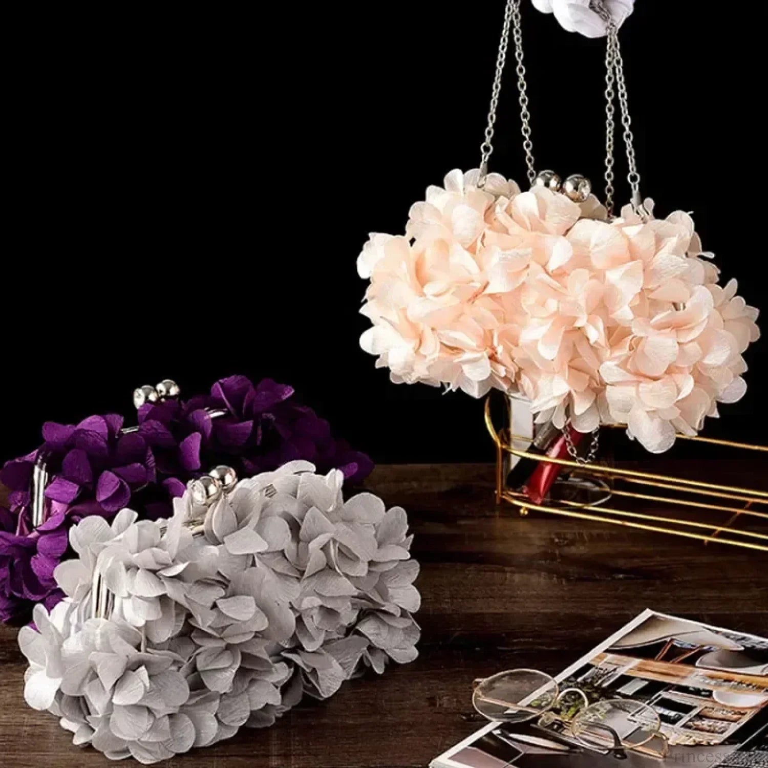 Elegant White Bride Floral Wedding Clutch Evening Handbag