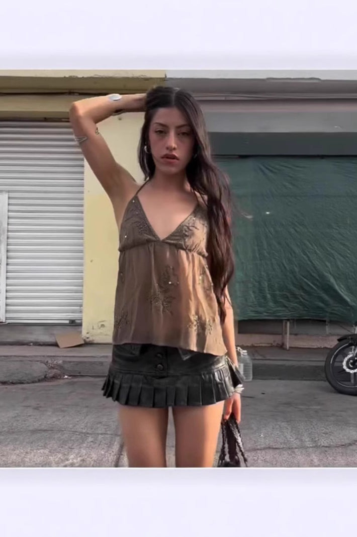 Regata de Tela Bordada com Strass