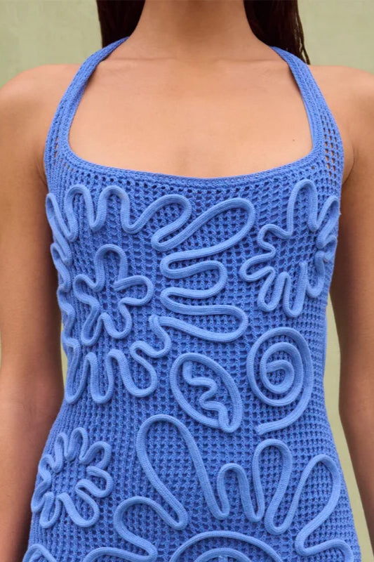 Vestito floreale elegante senza maniche in maglia