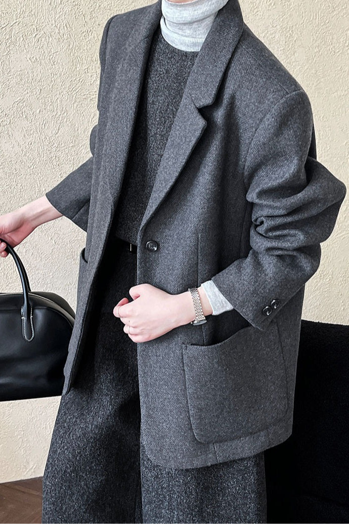 Blazer aus Wollmischung mit lockerem Schnitt