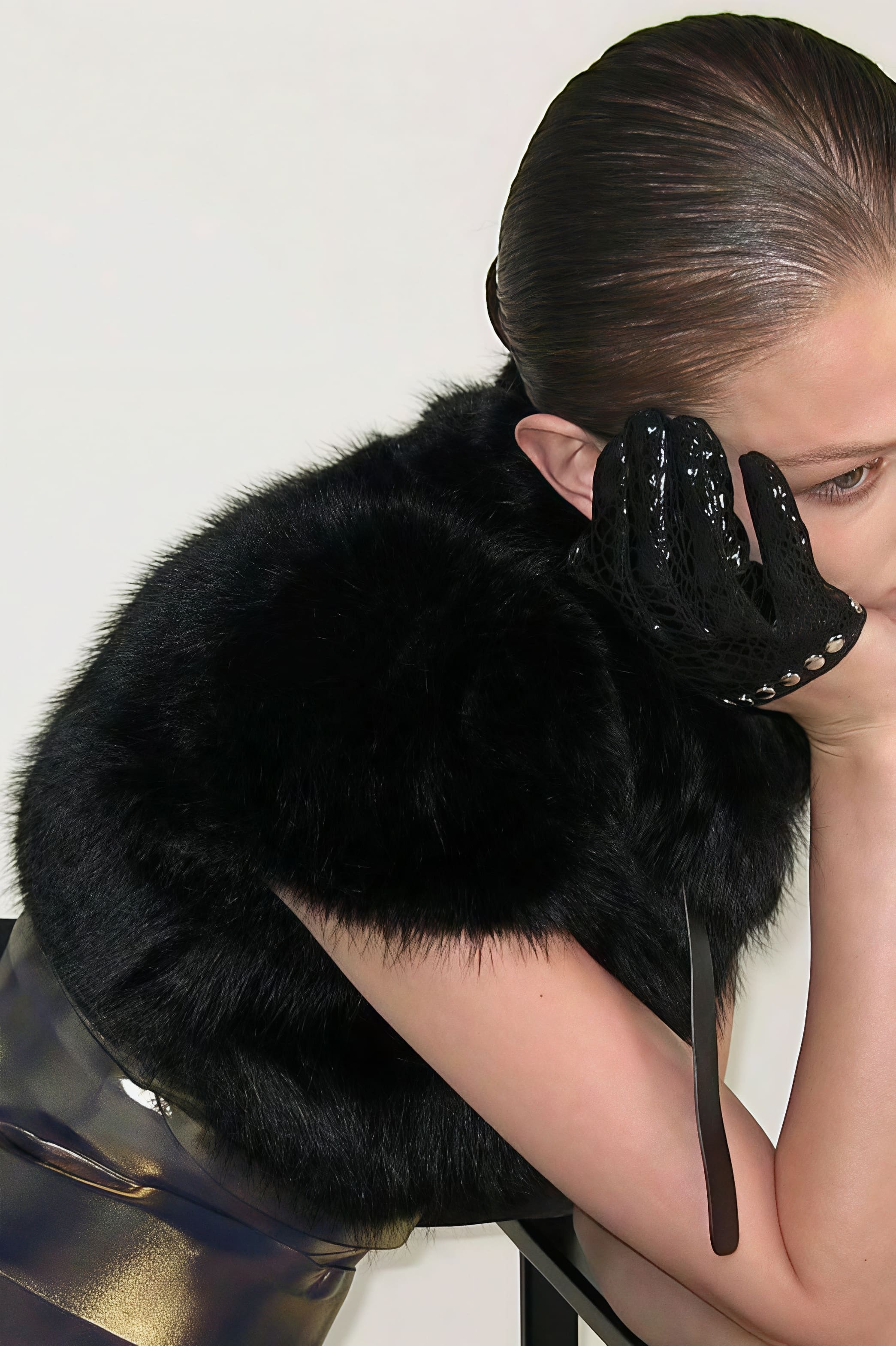 Solide Sexy Flauschige Kurz geschnittene Weste mit Knoten vorne