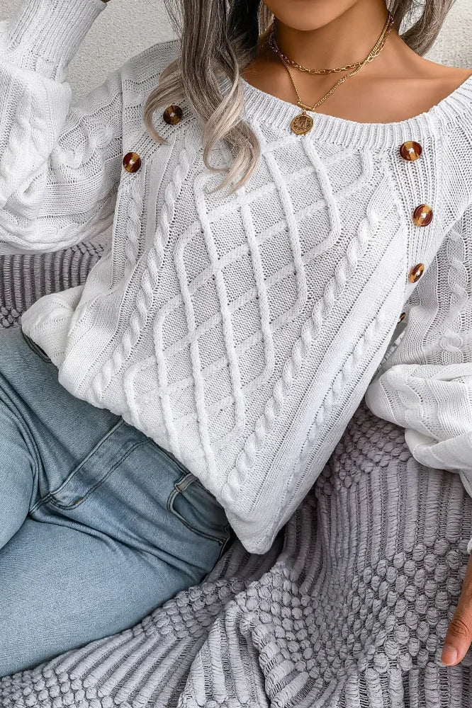 Volnočasový svetr s knoflíkovým detailem