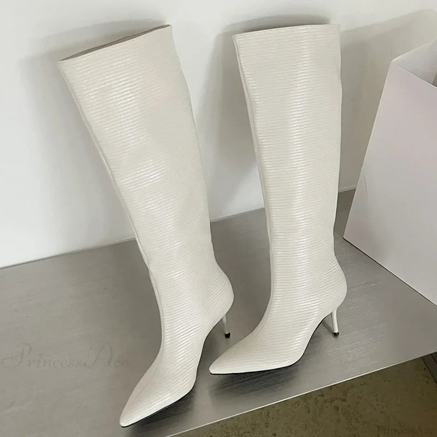 Fashion Pointed Designer Modern Party Western Long Thin Low Heel Knee High Boot