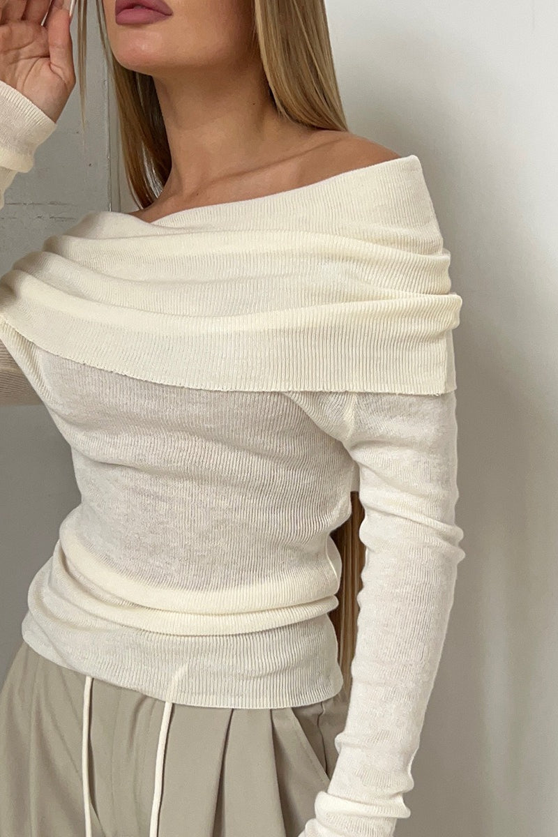 Slim Fit Off-Shoulder Knit Top