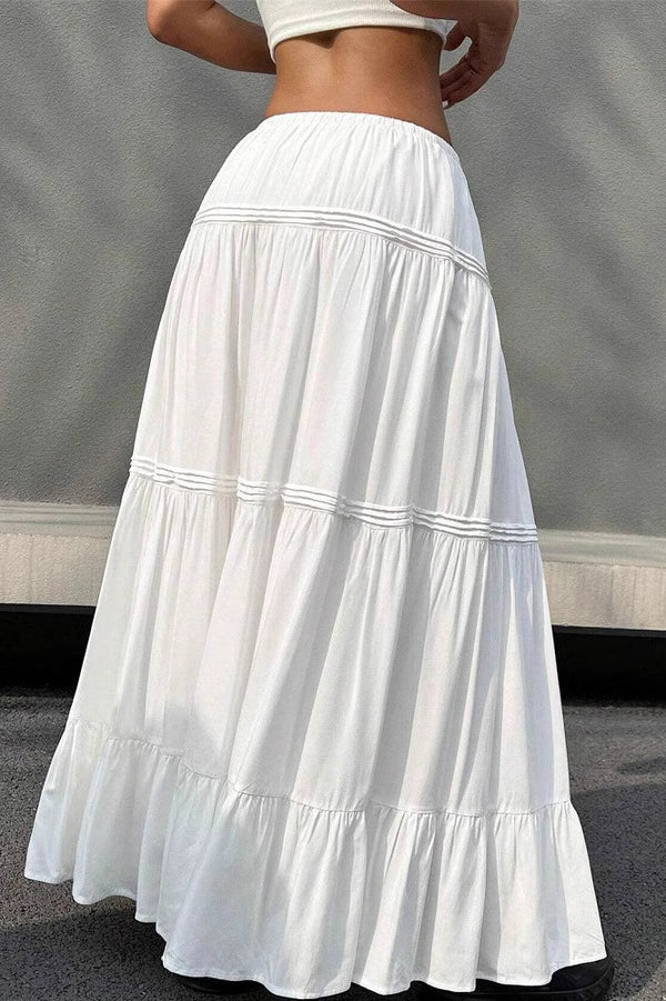 Ballet Gentle White Low Waist A Line Maxi Skirt