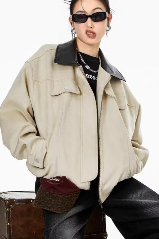 Patchwork Suede Casual Jacket