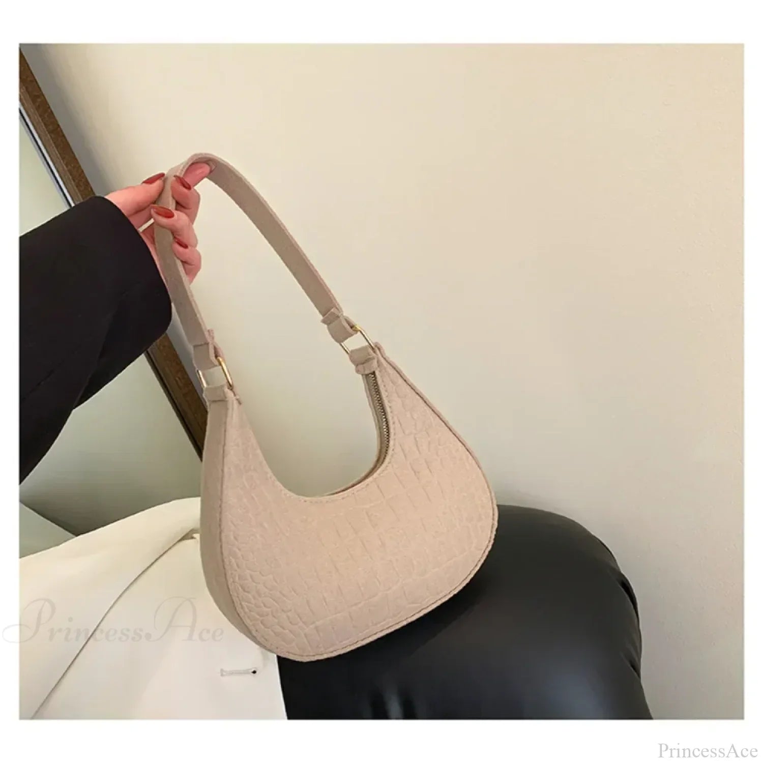 Felt Solid Color Retro Underarm Shoulder Bag