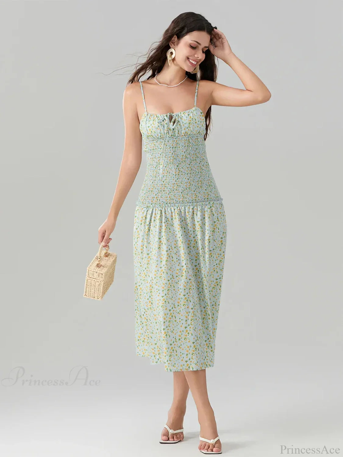 Vestido Floral de Morango com Costas Nuas e Amarração Frontal