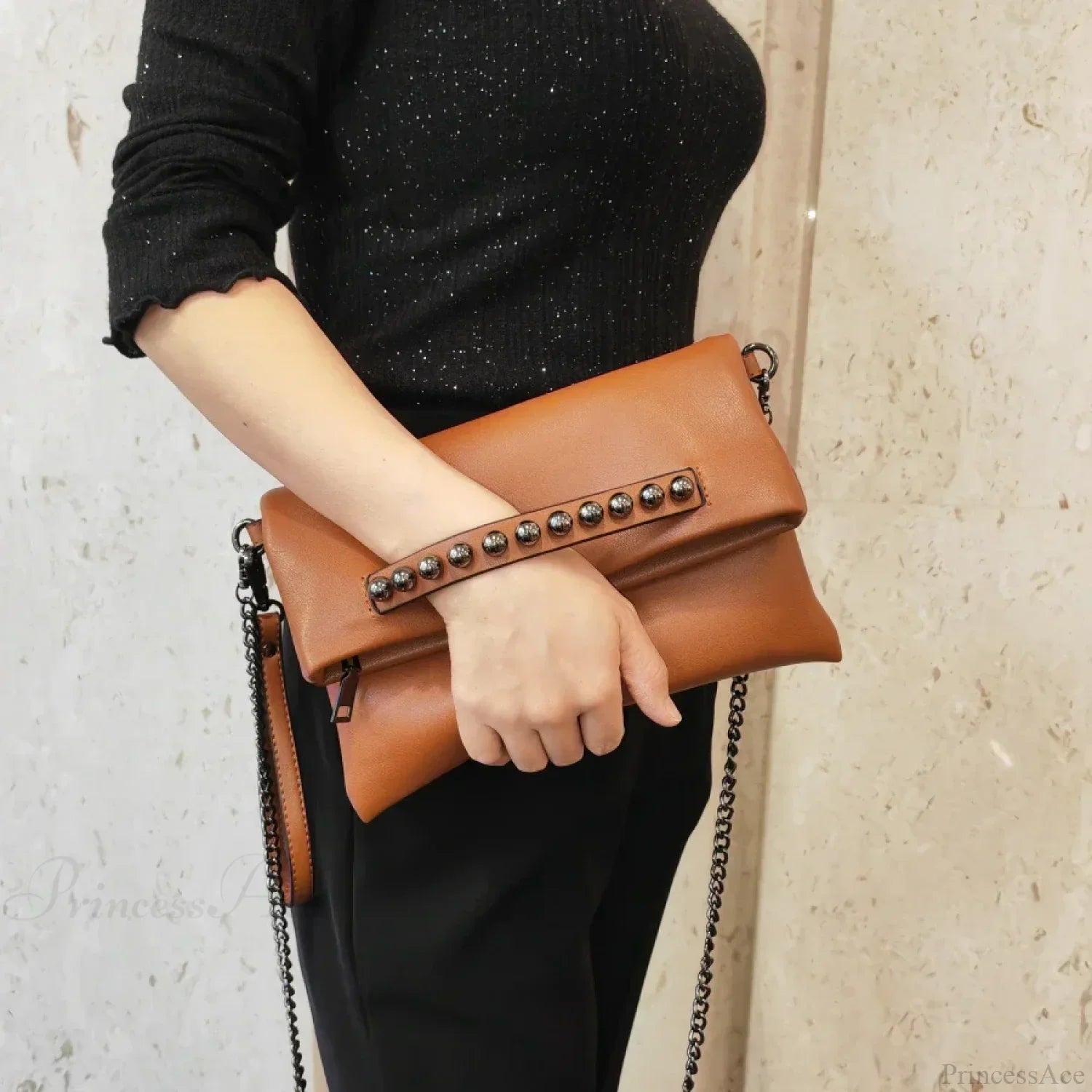 Folding Design PU Leather Clutch Wristlet