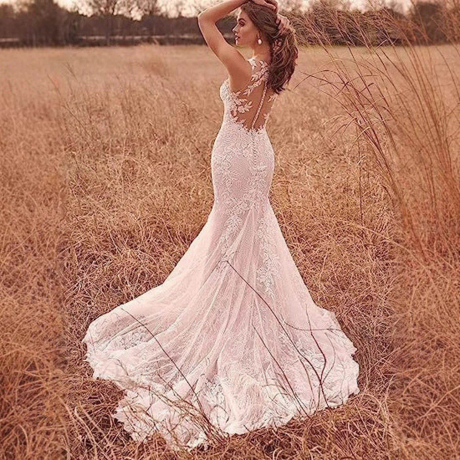 French Lace Mermaid Bridal Wedding Dress