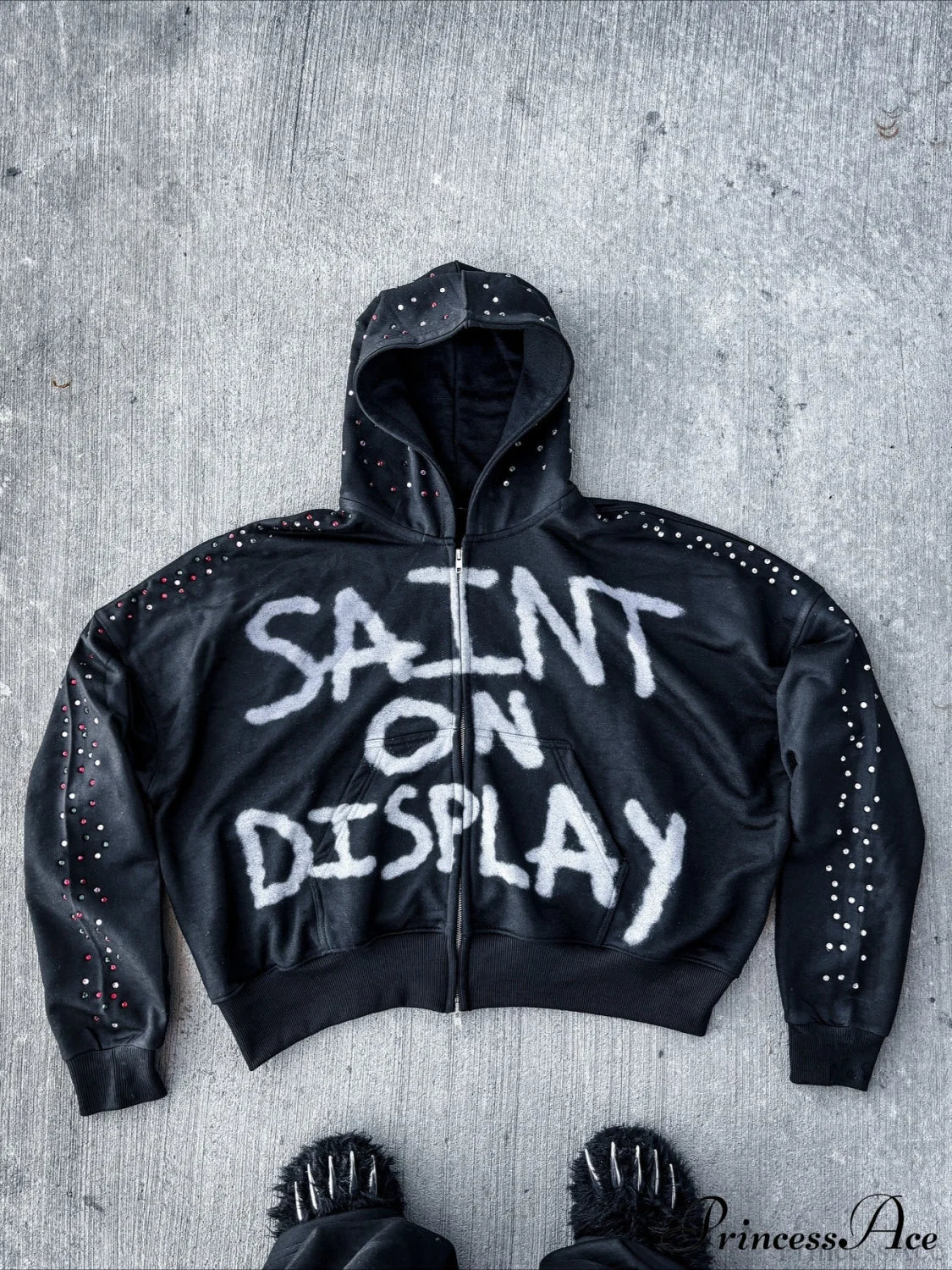 Gothic Rock Letter Print Hoodie