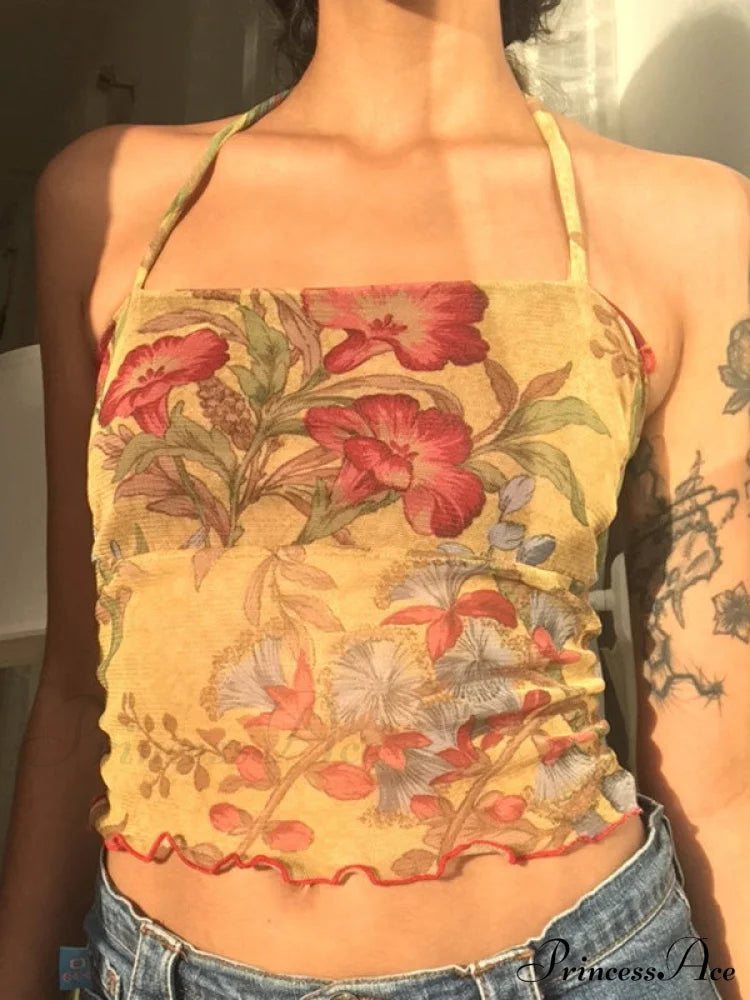 Halter Letter Heart Trendy Print Crop Top