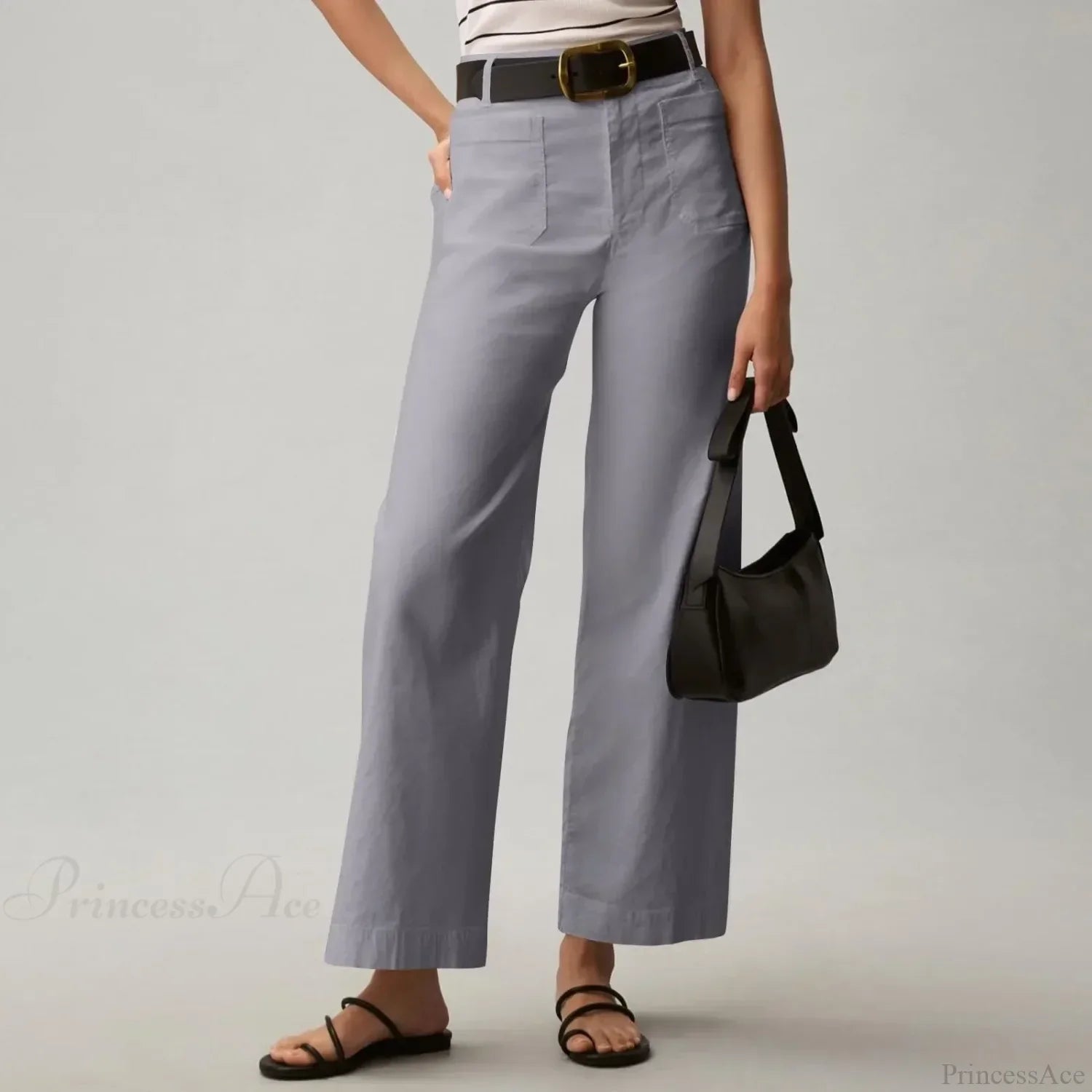 High Waist Patch Pocket Straight Pants