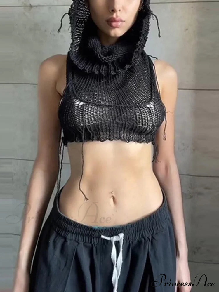 Hooded Cold Graceful Shoulder Crop Top