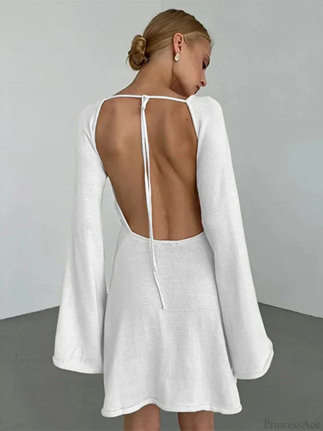 Knitted Backless Lace Up Bikini Cover Up