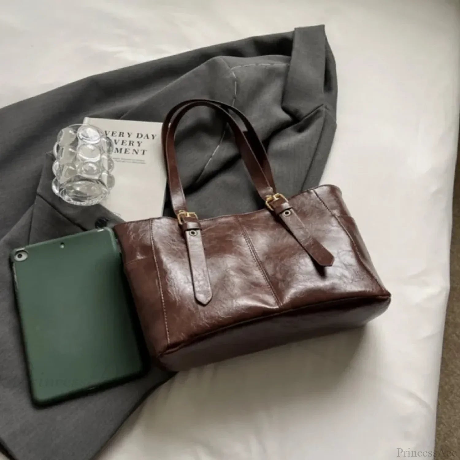 Korean Retro PU Leather Shoulder Bag