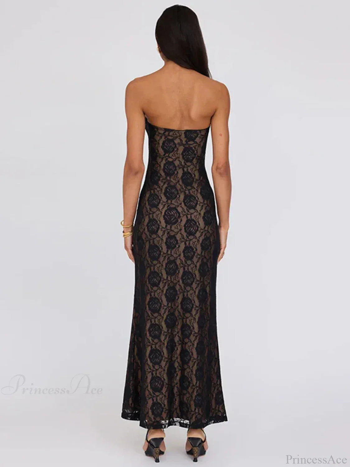 Vestido Longo Floral Justo Tomara que Caia com Renda para Festa