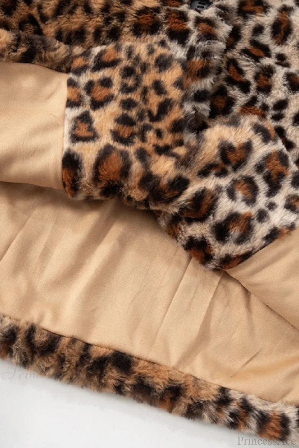 Manteau vintage à col en fausse fourrure imprimé léopard