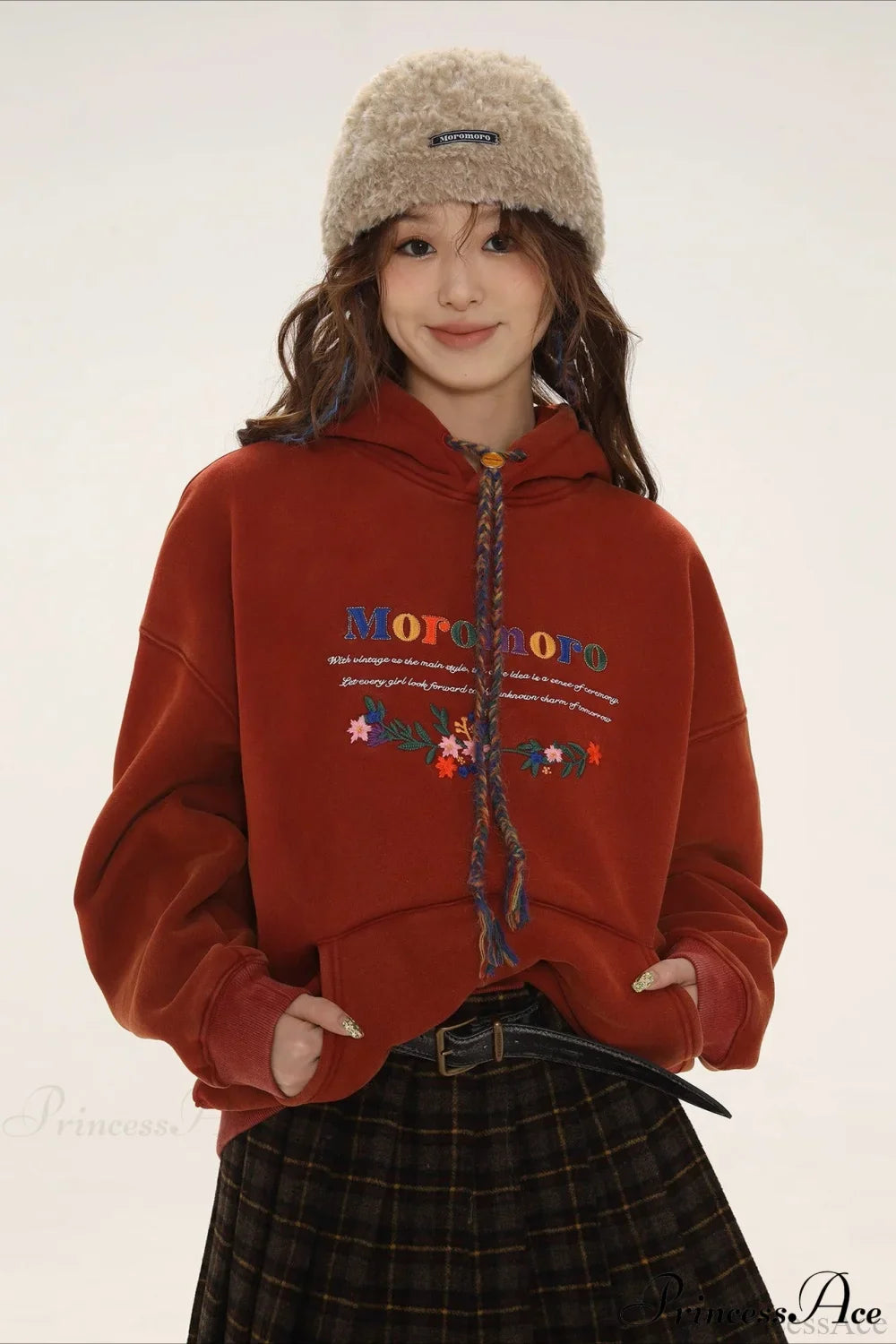 Letter Embroidery Relaxed Thickened  Hoodie