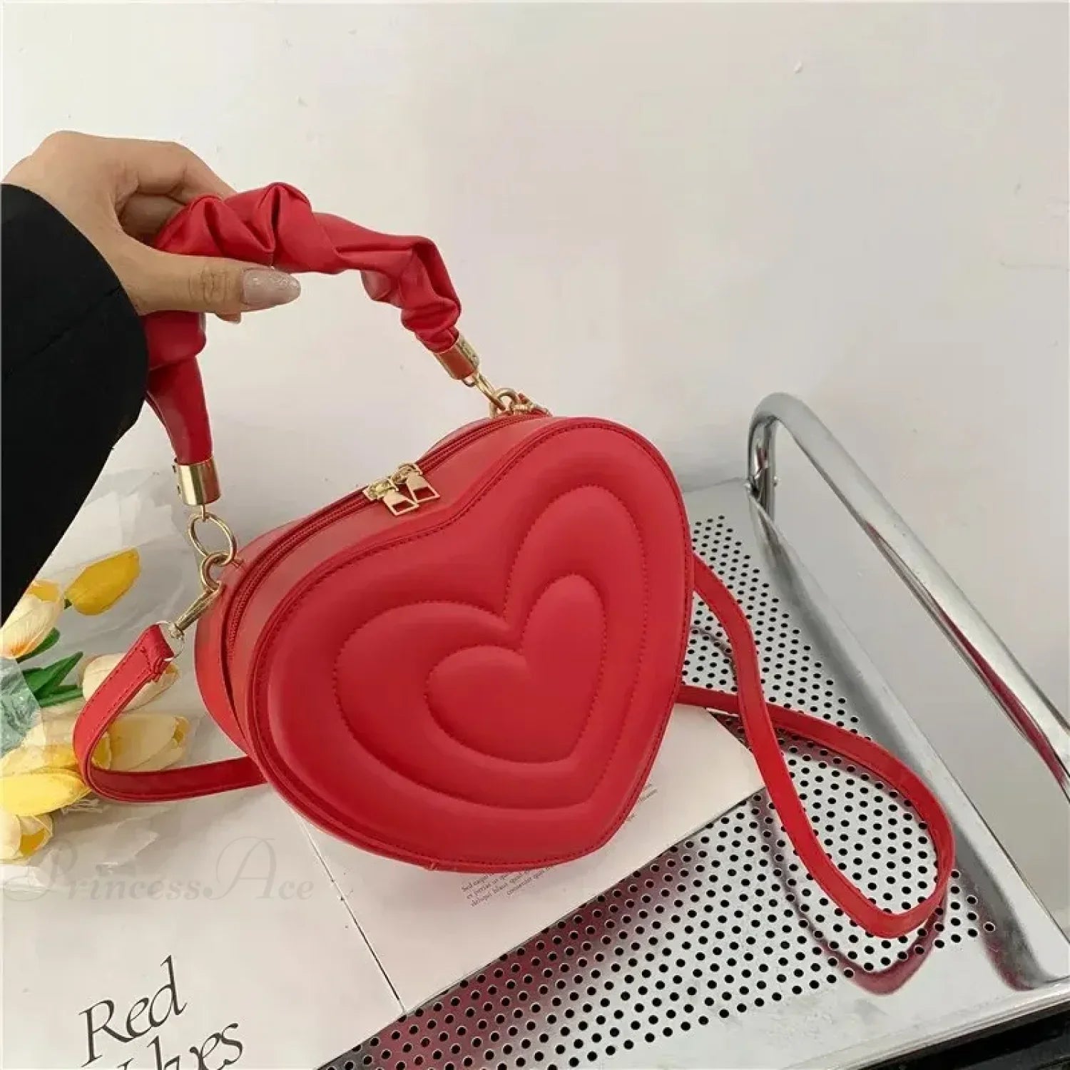 Luxury Quilted PU Leather Heart Crossbody