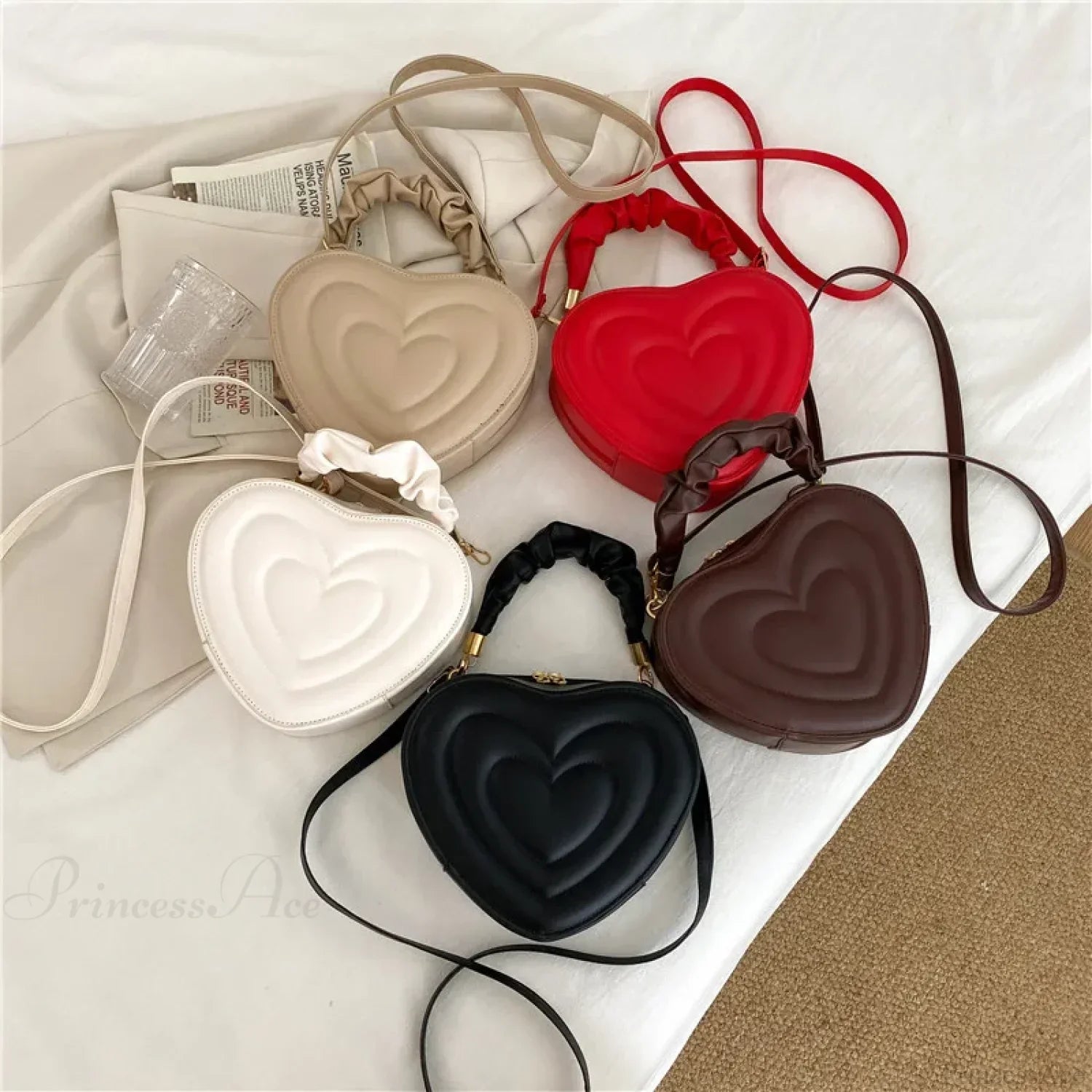 Luxury Quilted PU Leather Heart Crossbody