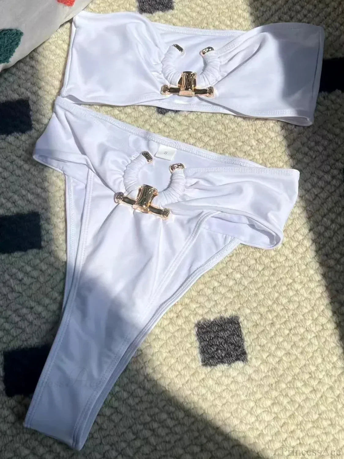 Metal Buckle High Waist Bikini Set