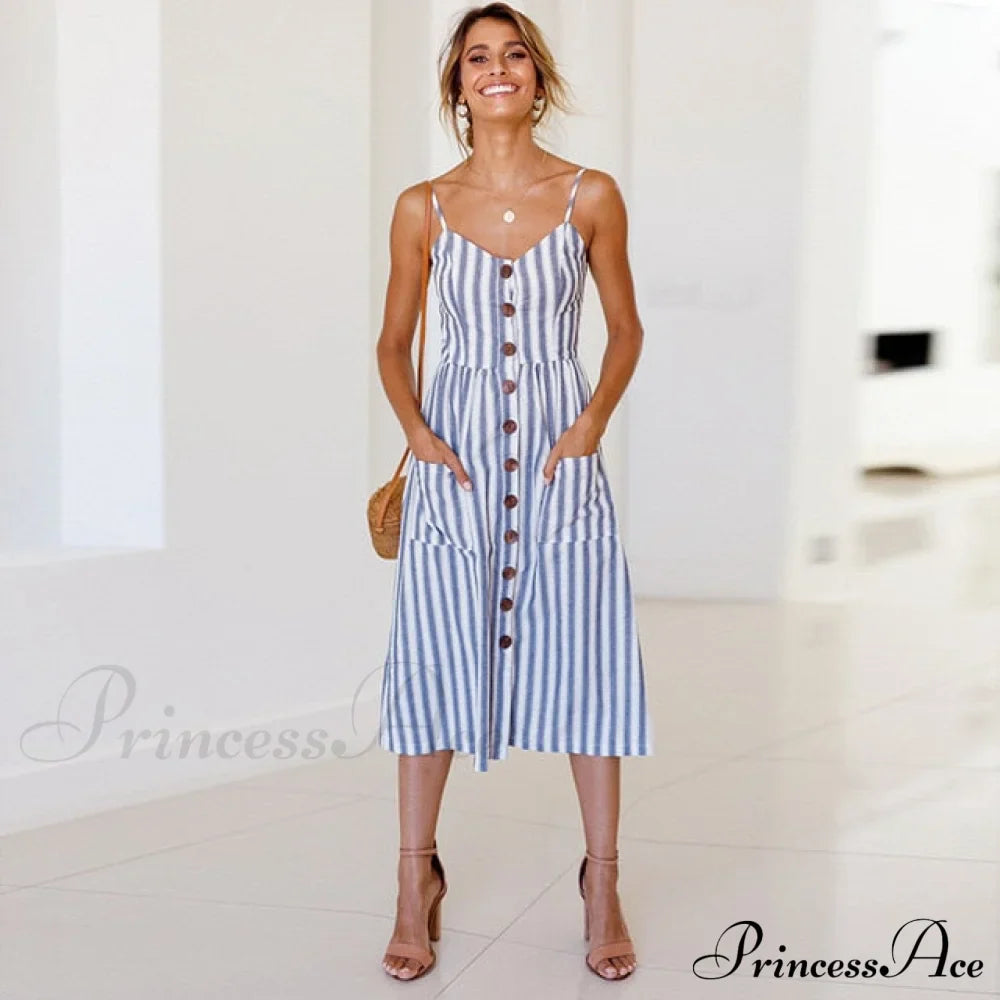 Midi šaty bez zad s puntíky a pruhy