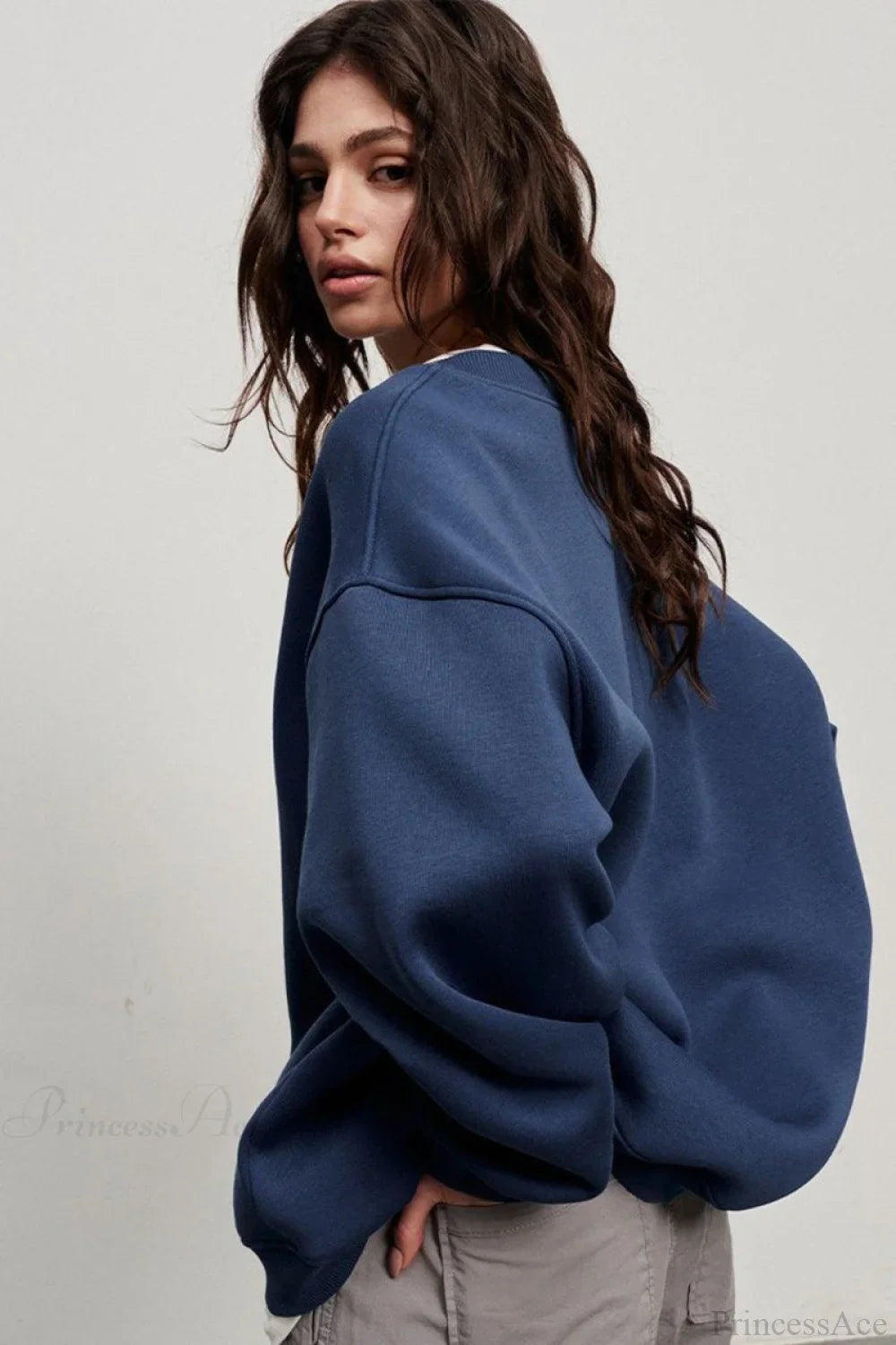 Minimalist Solid Crew Neck Oversize Sweatshirt