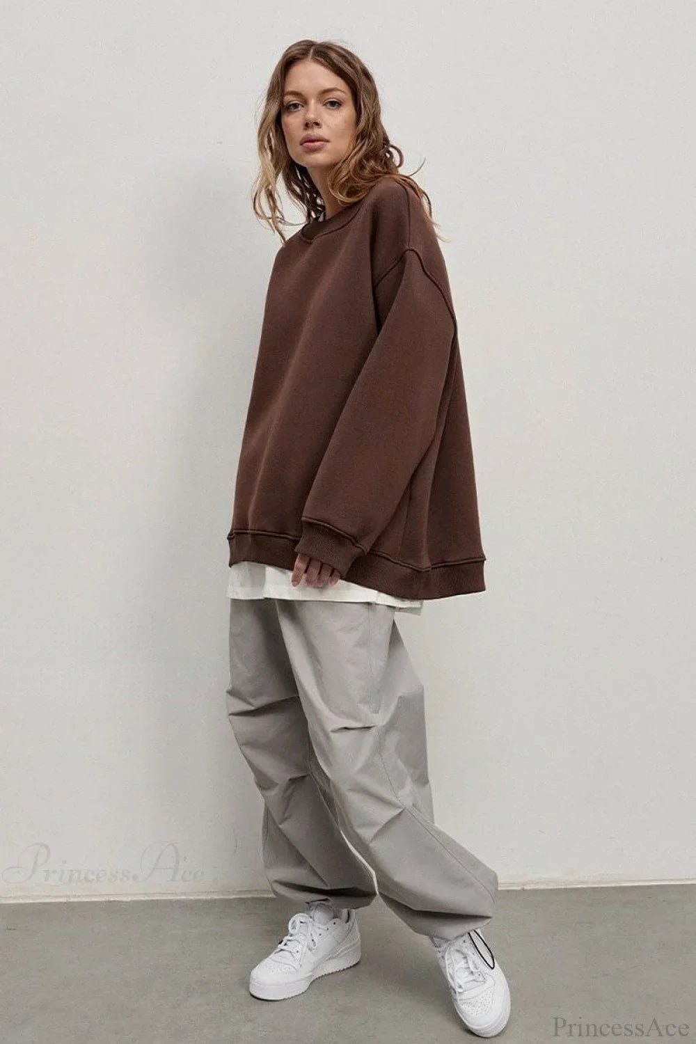 Minimalist Solid Crew Neck Oversize Sweatshirt