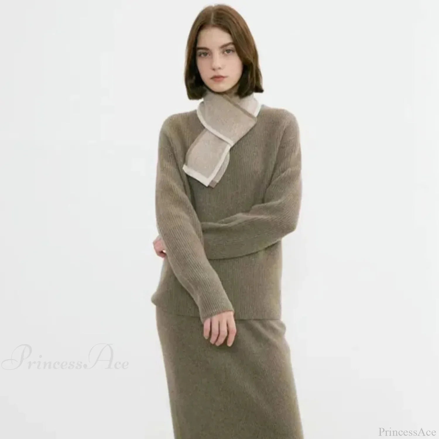 Neckerchief Women Retro Style Block Color Warm Scarf