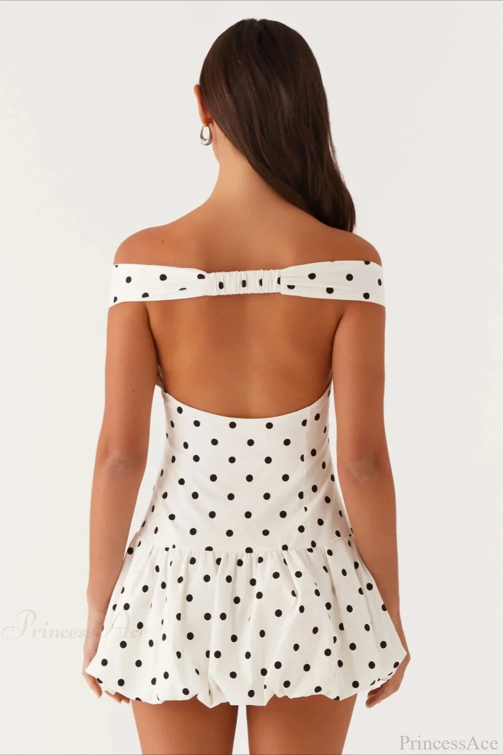 Schulterfreies Mini-Kleid mit Schößchen