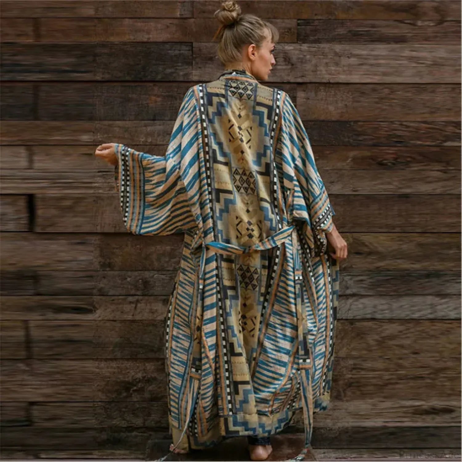 Orange Floral Cotton Kimono Beach Cover up Boho